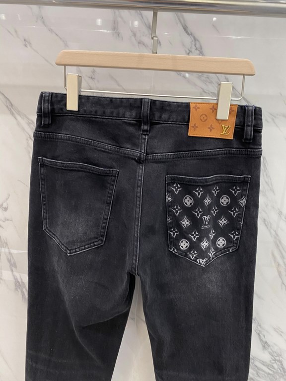 LV 23ss fall and winter new men's casual jeans, top quality! Channel order, official website synchronized sale! Original factory order denim cotton material! Suitable for casualformal wear all kinds of collocation ~ the 