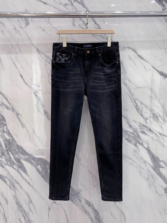 LV 23ss fall and winter new men's casual jeans, top quality! Channel order, official website synchronized sale! Original factory order denim cotton material! Suitable for casualformal wear all kinds of collocation ~ the 