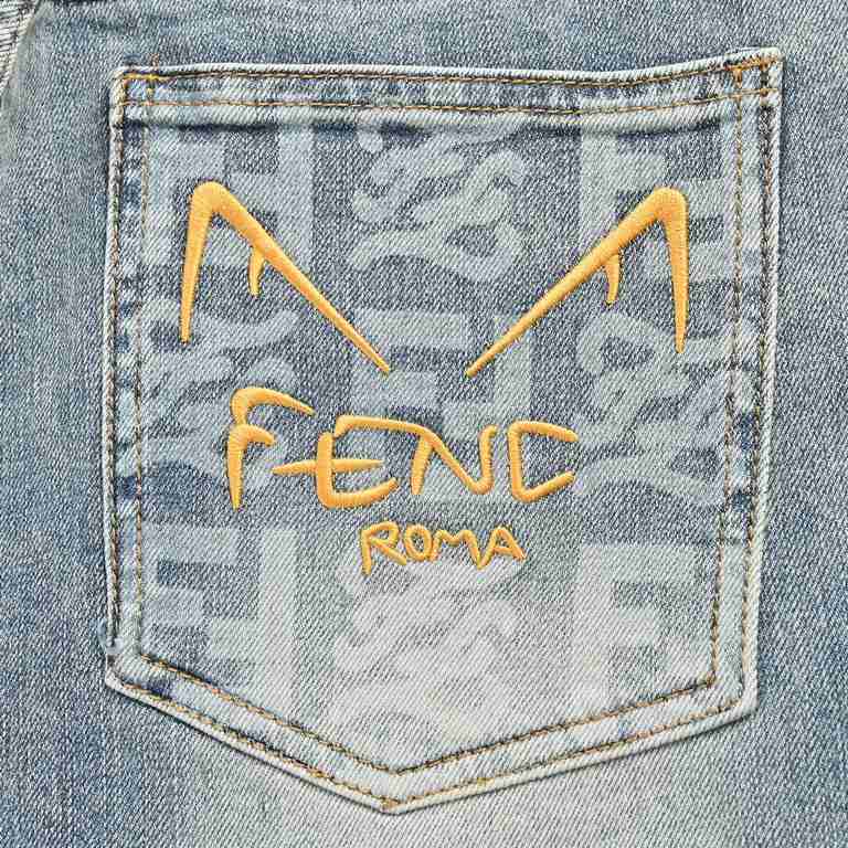 FendiFendi 23Fw Small Monster Eyes Embroidered JeansFendiFendi Little Monster Eyes Jeans Little Monster Big Eyes Embroidery Design Original Single Men's Fashion Casual Jeans, Fashion Jeans Huge Slim! Guest for senior imp