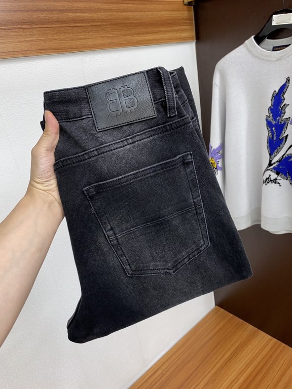 Paris family wide-legged pants2023 fall and winter men's jeans original fabric original wash! Imported original washed stretch fabric, complex handcraft superposition, any one of the washing link to stay a few seconds mo