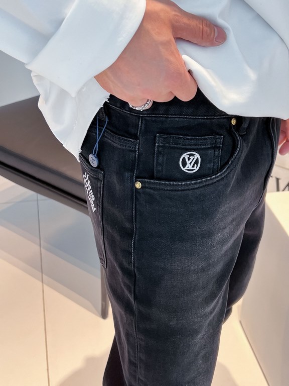 LV 23ss fall and winter new men's casual jeans, top quality! Channel order, official website synchronized sale! Original factory order denim cotton material! Suitable for casualformal wear all kinds of collocation ~ the 