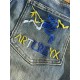 Bird's 23SS new jeans High-end quality Fabric with stretch Good shape Back pockets Embroidery letter design Fashionable Any combination looks good. Yardage 30, 31, 32, 33, 34, 36, 38.