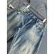 Bird's 23SS new jeans High-end quality Fabric with stretch Good shape Back pockets Embroidery letter design Fashionable Any combination looks good. Yardage 30, 31, 32, 33, 34, 36, 38.