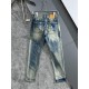 Bird's 23SS new jeans High-end quality Fabric with stretch Good shape Back pockets Embroidery letter design Fashionable Any combination looks good. Yardage 30, 31, 32, 33, 34, 36, 38.