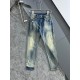 Bird's 23SS new jeans High-end quality Fabric with stretch Good shape Back pockets Embroidery letter design Fashionable Any combination looks good. Yardage 30, 31, 32, 33, 34, 36, 38.