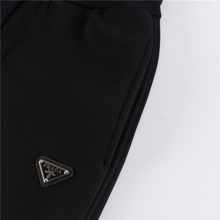 PRADAPrada 22Fw Triangle label red trim padded pantsWinter padded and thickened series of men's casual drawstring drawstring drawstring pants casual sweatpants Trading company channel orders, official website counter in 