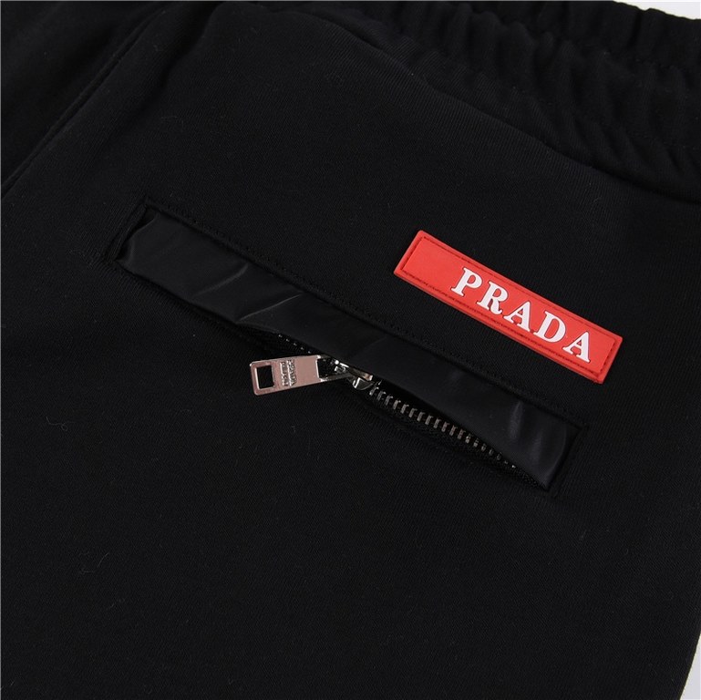 PRADAPrada 22Fw Triangle label red trim padded pantsWinter padded and thickened series of men's casual drawstring drawstring drawstring pants casual sweatpants Trading company channel orders, official website counter in 