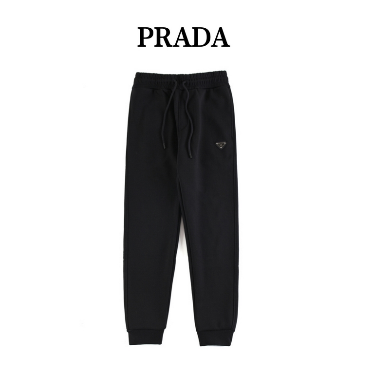 PRADAPrada 22Fw Triangle label red trim padded pantsWinter padded and thickened series of men's casual drawstring drawstring drawstring pants casual sweatpants Trading company channel orders, official website counter in 