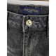 LV donkey 23FW fall and winter new jeans smoky gray super good-looking fabric with elasticity high comfort on the body without a sense of constraints back pockets classic floral pattern metal label design fashionableYard