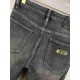 LV donkey 23FW fall and winter new jeans smoky gray super good-looking fabric with elasticity high comfort on the body without a sense of constraints back pockets classic floral pattern metal label design fashionableYard