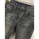 LV donkey 23FW fall and winter new jeans smoky gray super good-looking fabric with elasticity high comfort on the body without a sense of constraints back pockets classic floral pattern metal label design fashionableYard