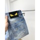 Fendi, 2023 latest products, counter synchronization is available, the original single goods, washed casual jeans, imported original washed elastic fabric, comfortable and elastic, the original hardware accessories decor