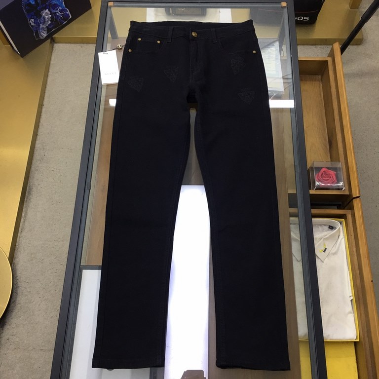 New products   Gu.ci 2023 summer the latest products, counter synchronization for sale Original single goods, washed casual jeans, imported original washed elastic fabric, comfortable and elastic, back pockets exquisite 