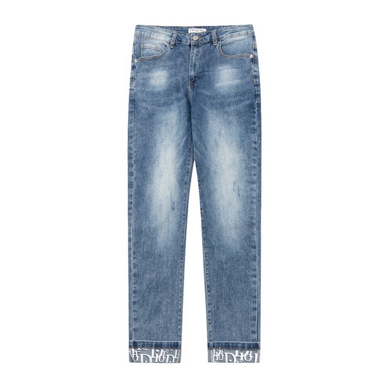 Dior Dior classic old flower leg jeans 2023 latest products, counter synchronization on sale, the original single goods, washed casual jeans, imported original washed stretch fabric, comfortable and elastic, the original