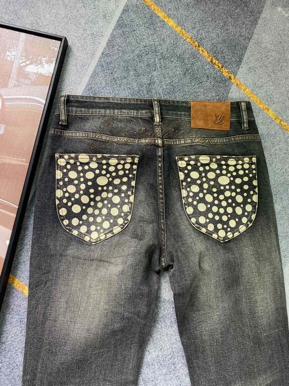 lv home 23SS new jeans fabric with elasticity high comfort embroidery design light color wash high end quality seriesSize 30, 31, 32, 33, 34, 36, 38