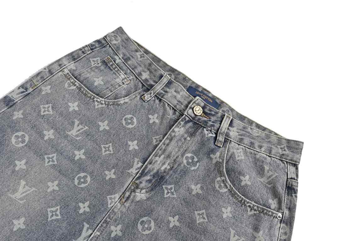 Louis Vuitton 23FwLouis VuittonLouis Vuitton 23Fw Full Print Old Flower Washed JeansAutumn new Louis Vuitton LV full print old flowers big bang classic full print series washed full print counter new washed blue jeans! H