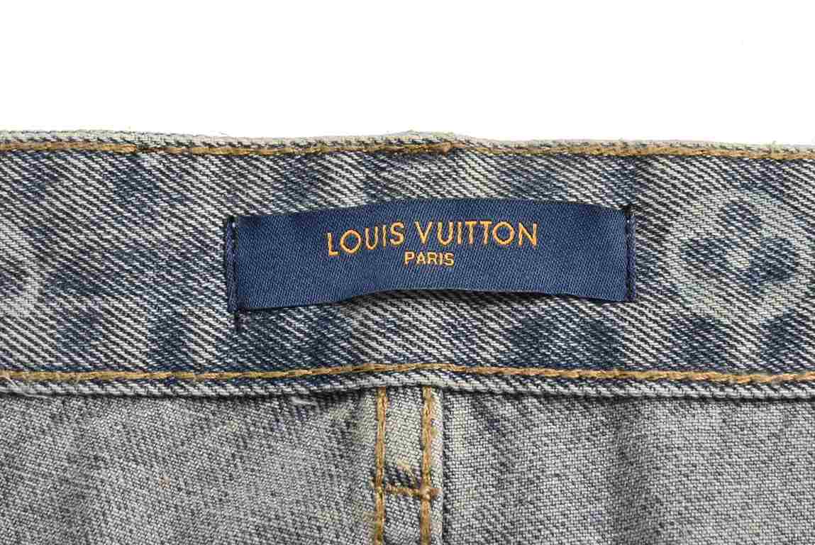 Louis Vuitton 23FwLouis VuittonLouis Vuitton 23Fw Full Print Old Flower Washed JeansAutumn new Louis Vuitton LV full print old flowers big bang classic full print series washed full print counter new washed blue jeans! H