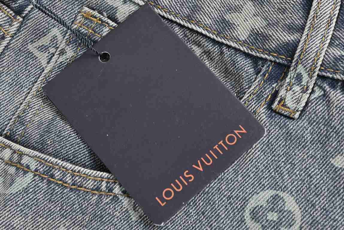 Louis Vuitton 23FwLouis VuittonLouis Vuitton 23Fw Full Print Old Flower Washed JeansAutumn new Louis Vuitton LV full print old flowers big bang classic full print series washed full print counter new washed blue jeans! H