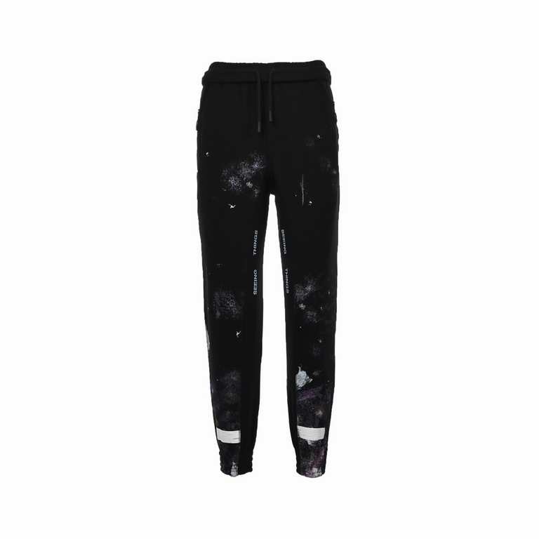 OFF WHITE CO VIRGIL 17ss Starry Smokey Ink Splash Arrow Print PantsThe fabric used 380G 100% cotton 32 weave double yarn combed cotton fabric lining terry fabric is not padded The whole garment printing process for the h