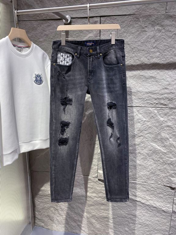 LV 23ss fall and winter new men's casual jeans, top quality! Channel order, official website synchronized sale! Original factory order denim cotton material! Suitable for casualformal wear all kinds of collocation ~ the 