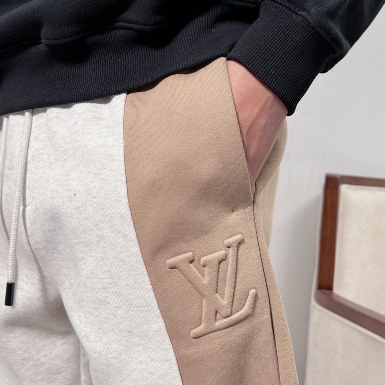 #LouisVuitton 23Fw Embossed Colorblocked Fleece Pants Top