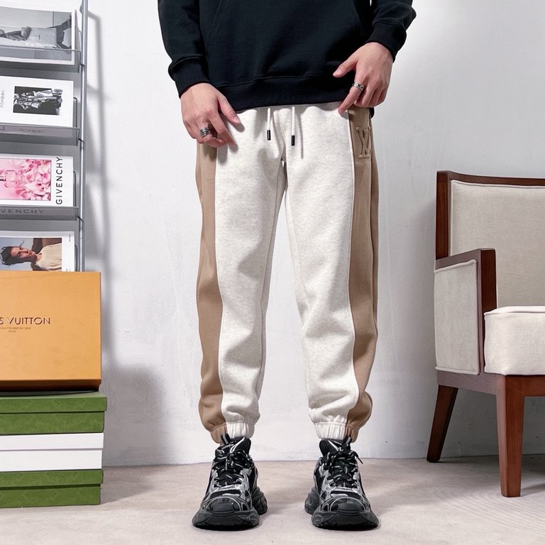 #LouisVuitton 23Fw Embossed Colorblocked Fleece Pants Top