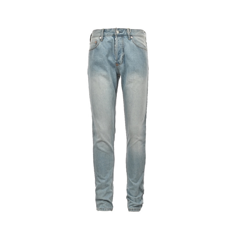 EvisuFukujin 23Fw Washed Denim Patch JeansDenim plain weave twill denim fabric, fabric sweat-absorbing and breathable, not tight, wearing comfortable and skin-friendly, woven by the weaving process with the washing proce