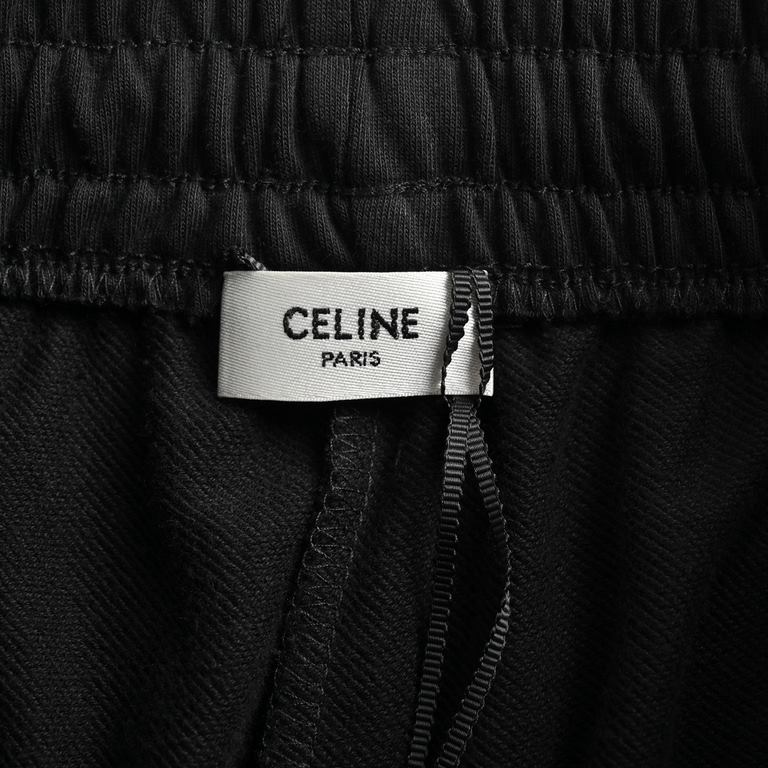 CelineCeline 23Fw Arc de Triomphe embroidered small label pantsOriginal Hangzhou country special 8300 purchased, fixed spinning yarn using 86% cotton yarn   14% cashmere material, cutting before washing shrinkage process