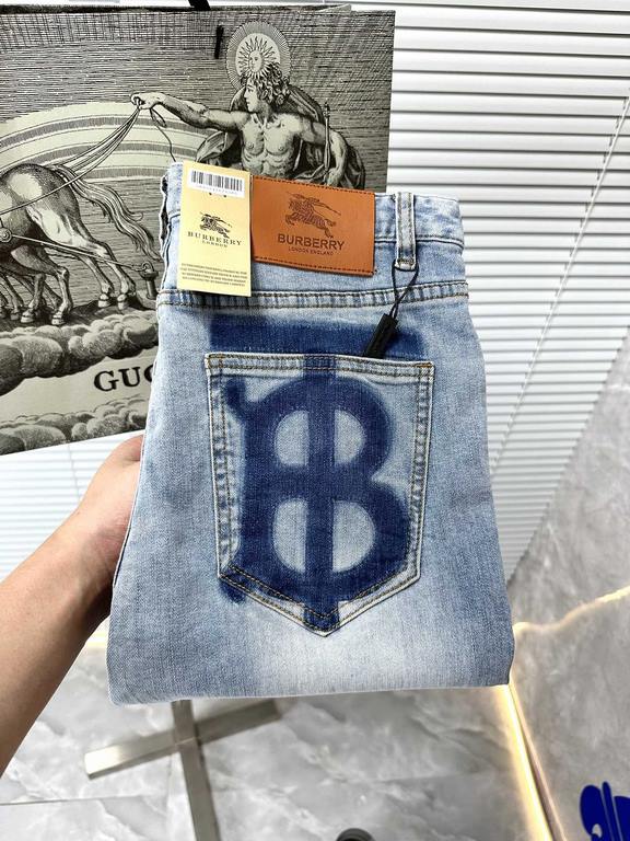 BBR Burberry 2023 early fall new casual jeans, high-end customized series. Imported high-density customized cotton tannin fabric comfortable and soft skin-friendly, straight and not easy to wrinkle, the original hardware