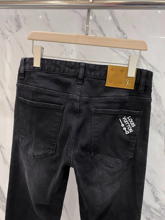 LV 23ss fall and winter new men's casual jeans, top quality! Channel order, official website synchronized sale! Original factory order denim cotton material! Suitable for casualformal wear all kinds of collocation ~ the 