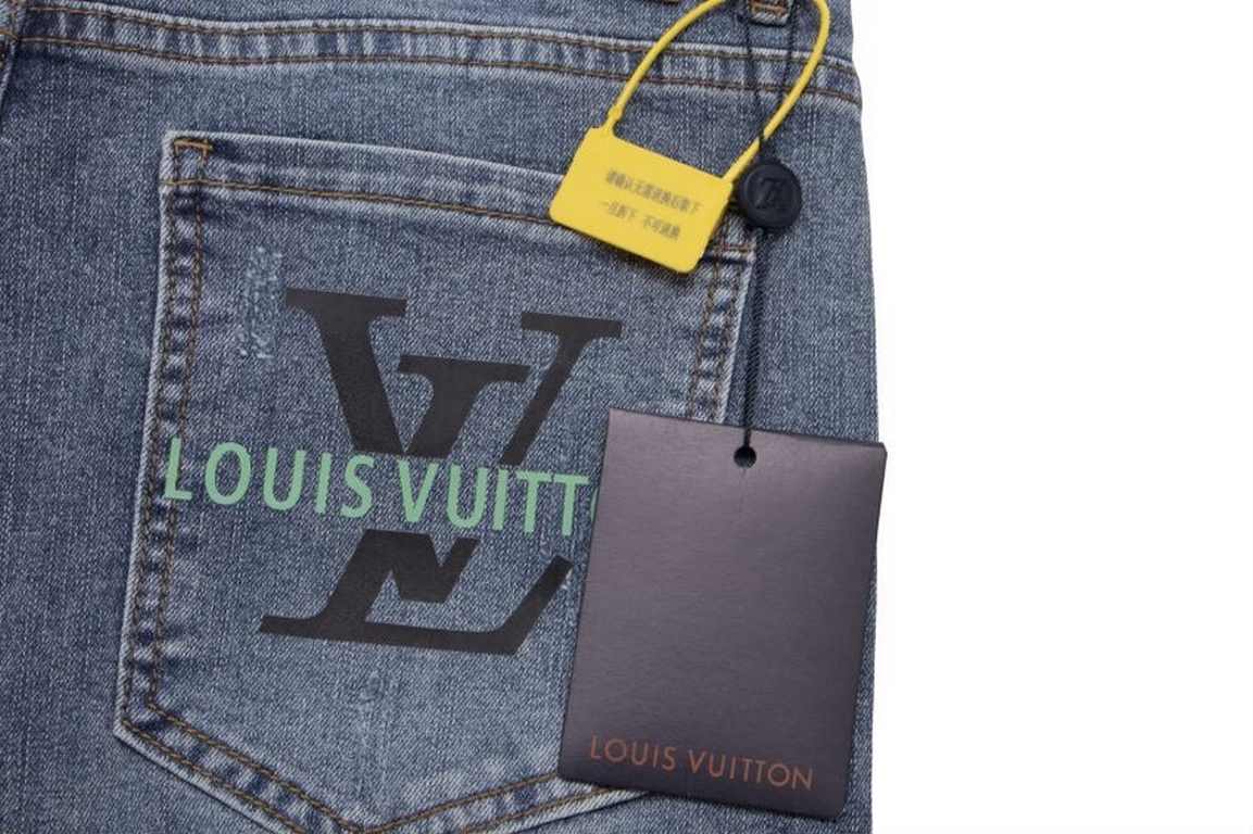 Louis Vuitton Louis Vuitton Casual Washed Jeans With Big Logo Monogram Super VersatileSize 28 30 32 34 36