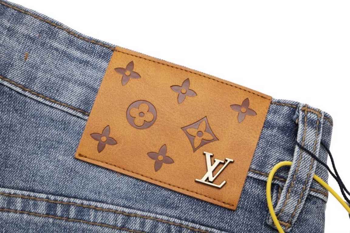 Louis Vuitton Louis Vuitton Casual Washed Jeans With Big Logo Monogram Super VersatileSize 28 30 32 34 36