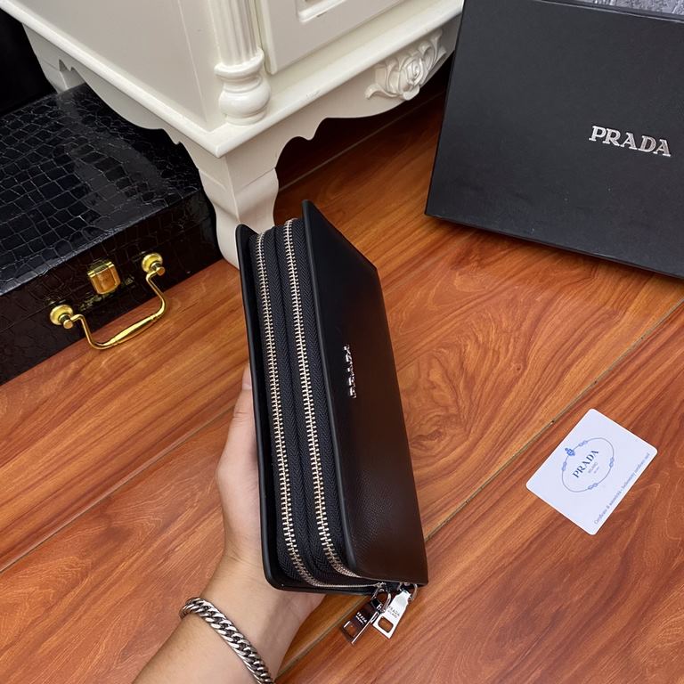 BatchPrada 】 double zipper Prada handbag 2021 fall and winter new counter synchronization original single quality imported cowhide original hardware exquisite alignment version of the ultra-positive details perfect (Mode