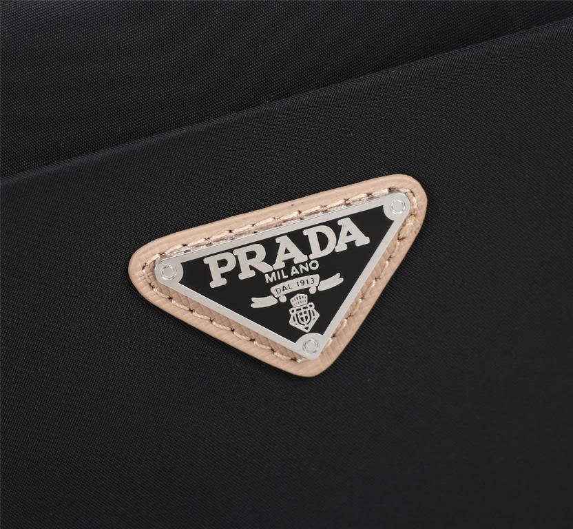 [Top original single quality] 2022 latest models Prada double pull handbag European original imported Prada special cloth outlined cross grain pattern iconic lines, using imported equipment production, fashion trend, cou