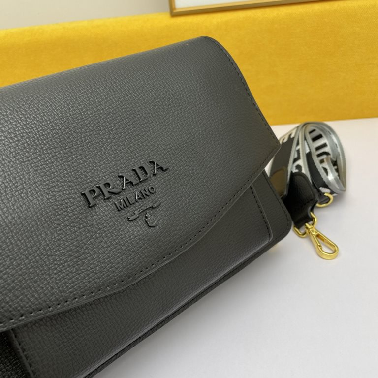 New Prada Flap Shoulder Crossbody Bag, Model 2103, Configured with Two Shoulder Straps, 2020 Summer New Fashion Women's Bag Shoulder Bag Striped Shoulder Leather Handbag,  3  Compartments [Strong] Size 27-17-10cm