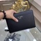 PRADA   Prada new men's stereotypical clutch bag, made of imported first layer stereotypical cowhide, with top hardware, with a combination lock, in the briefcase series is really the best. Businessmen and trendsetters a