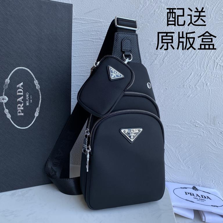 Prada's newest style, men's chest bag   original single quality Made of imported nylon cloth lightweight, comfortable, smooth texture, delicate feel Noble hardware Low-profile luxury connotation Fashion casual handsome C