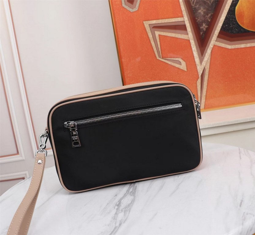 [Top original single quality] 2022 latest models Prada Dora clutch bag European original imported Prada special cloth outlined cross grain pattern iconic lines, using imported equipment production, fashion trend, counter