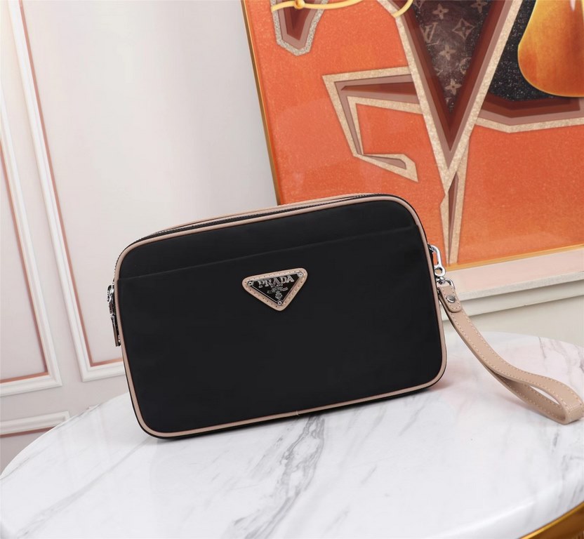 [Top original single quality] 2022 latest models Prada Dora clutch bag European original imported Prada special cloth outlined cross grain pattern iconic lines, using imported equipment production, fashion trend, counter