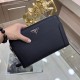 PRADA (Prada   )   Haute Couture Men's Clutch Series Top imported cowhide leather, with combination lock, double pull design, senior tailor Three-dimensional tailoring perfect version of the hands on the effect of the ex