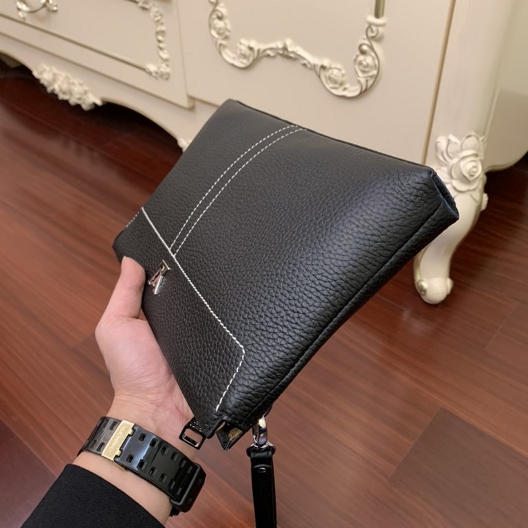 With box Prada presents   Luxury   Men's Clutch, Platinum in Selected Leather - High-grade Imported Cowhide, Imported Cowhide Lining Design   Uniform alignment [Bolt] Extra-large internal space   Unique design [Bolt] Fas