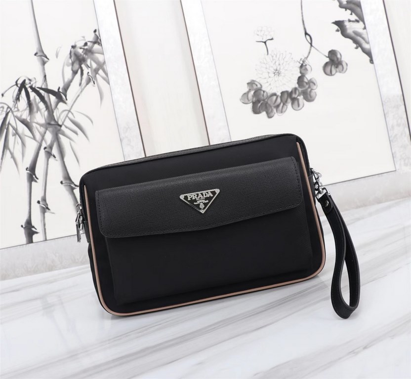 [Top original single quality] 2022 latest models Prada single la clutch bag European original imported Prada special cloth outlined cross grain pattern iconic lines, using imported equipment production, fashion trend, sp