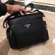 Prada 2022 New  Prada monogrammed logo on the front   Versatile and practical tote bag in soft calf leather. Dual pockets  Convenient storage ~ Size 35-26-12 Black Model 0225