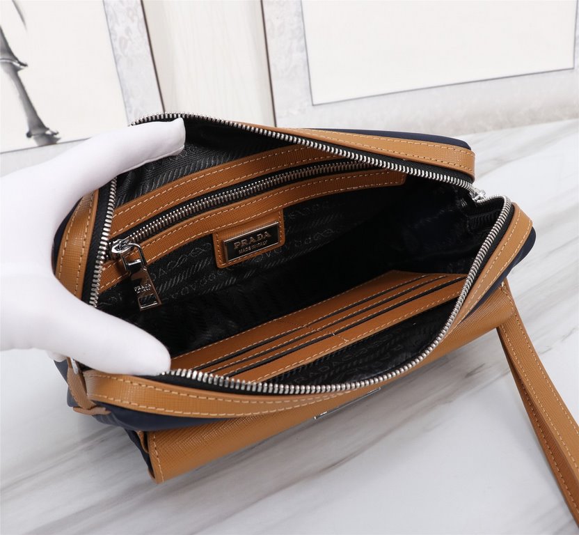 [Top original single quality] 2022 latest models Prada single la clutch bag European original imported Prada special cloth outlined cross grain pattern iconic lines, using imported equipment production, fashion trend, sp