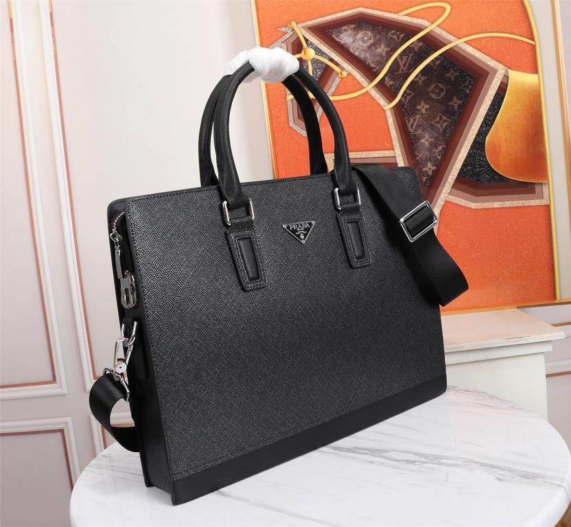 Top quality original single】2022 newest model Prada combination lock briefcase European original imported cowhide sketching iconic lines, using imported equipment, fashionable trend, counter quality, more front zipper po