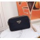 [Top original single quality] 2022 latest models Prada double pull handbag European original imported Prada special cloth outlined cross grain pattern iconic lines, using imported equipment production, fashion trend, cou