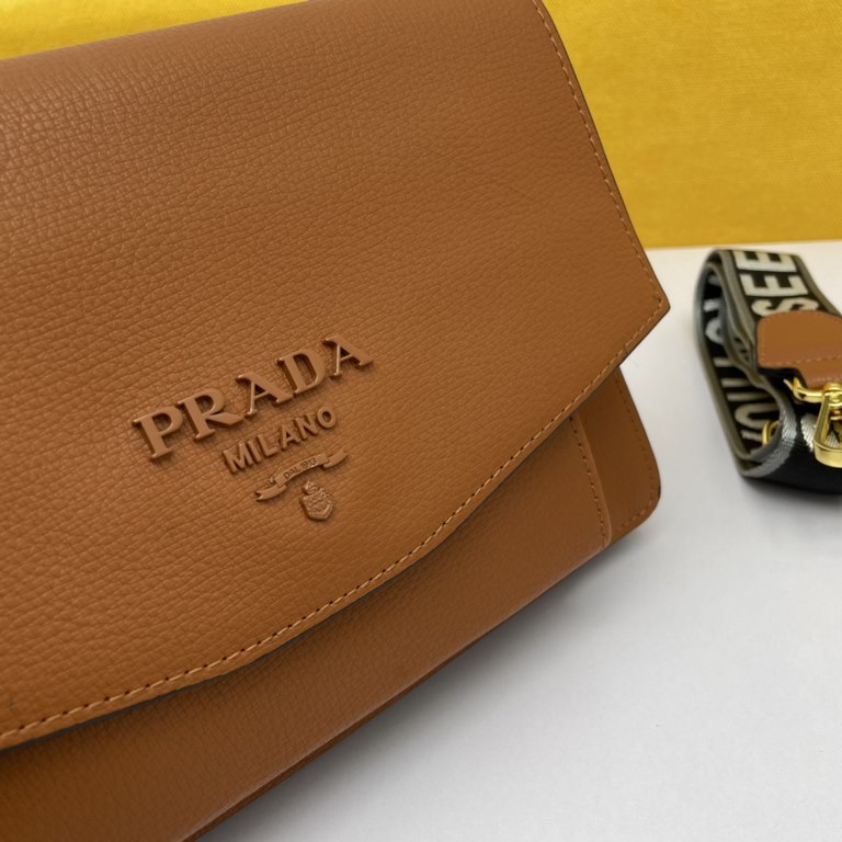 New Prada Flap Shoulder Crossbody Bag, Model 2103, Configured with Two Shoulder Straps, 2020 Summer New Fashion Women's Bag Shoulder Bag Striped Shoulder Leather Handbag,  3  Compartments [Strong] Size 27-17-10cm