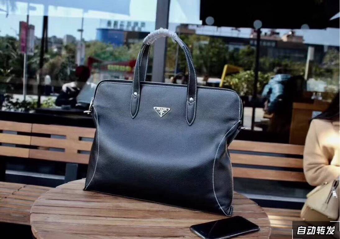 Exclusive  [Original Goods] Prada Tote Crossbody BagModel 33161Size 39-28-7Counter new    Heavy hit replica   original leather replica   leather super soft   oversized capacity   customized counter original hardware  smo