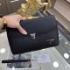 PRADA Prada New Clutch Bag Made of imported cowhide leather with button lock, top polished stainless steel finish metal fittings , front exterior triangular enamel logo, simple and generous style business Successful men'