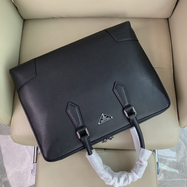 Top counter rats high-end goods 2023 latest hot models Prada imported head layer cowhide handheld briefcase a large number of shipments, clamoring counter goods   top original single goods   paper talking about bragging 